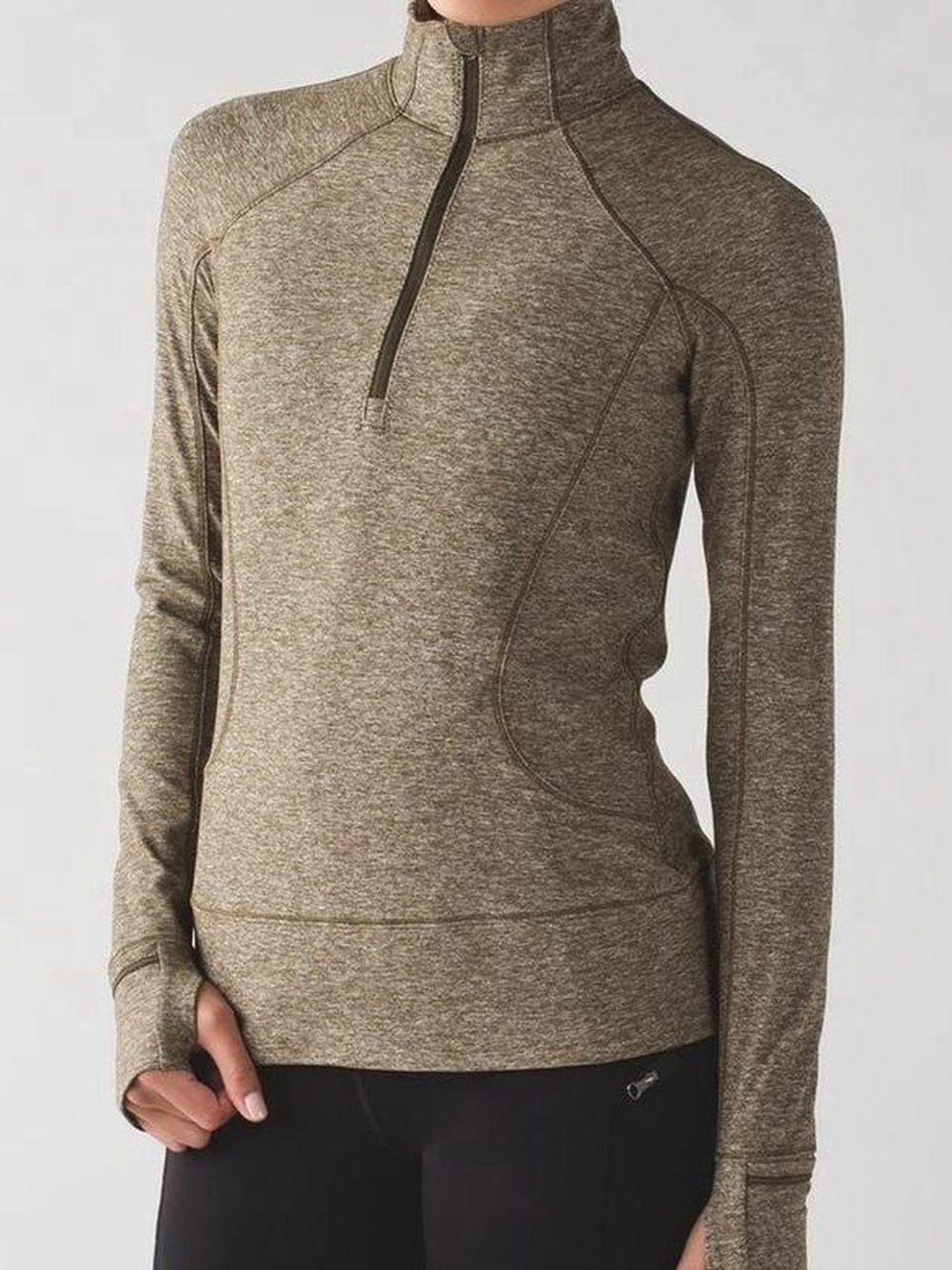 lululemon athletica Olive Heather Quarter Zip Pullover